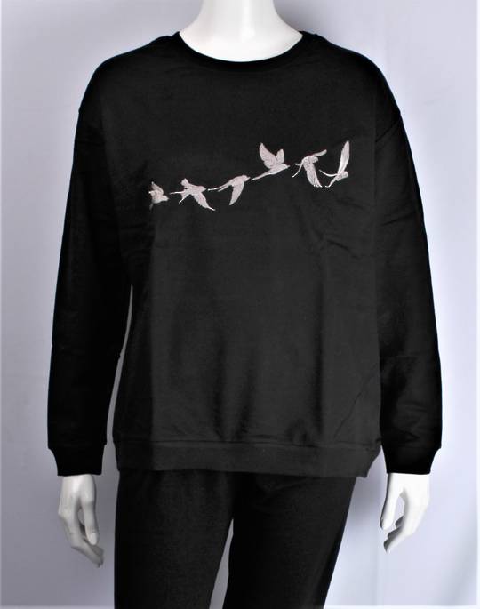 Alice & Lily sweatshirt w embroidered swallows black STYLE : AL-SW/SS/BLK